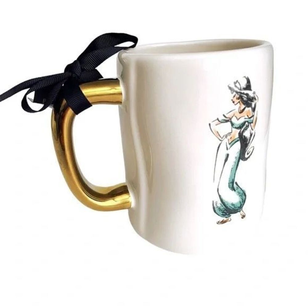 NWT Rae Dunn Disney Princess Jasmine STARRY NIGHT Aladdin White Gold Black Mug - Picture 5 of 12